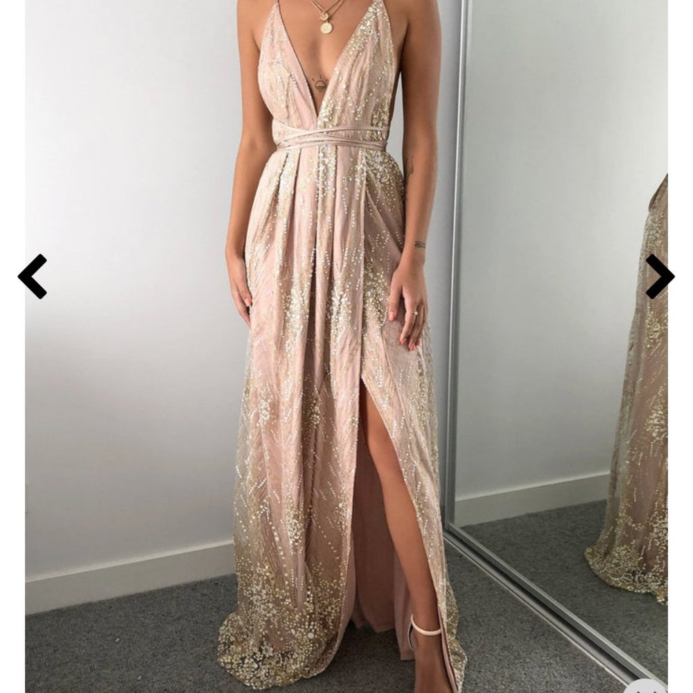 Gold Wrap Maxi Dress